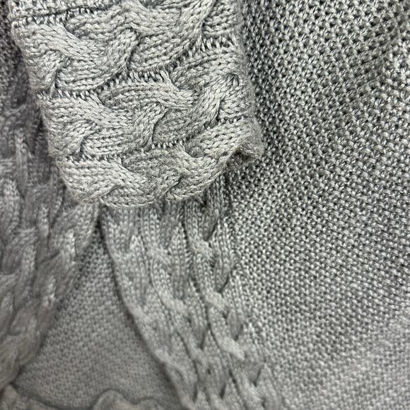 Irealandeye Women's Small Button Front Open Knit Cardigan Linen Blue Cable Knit - Picture 4 of 6